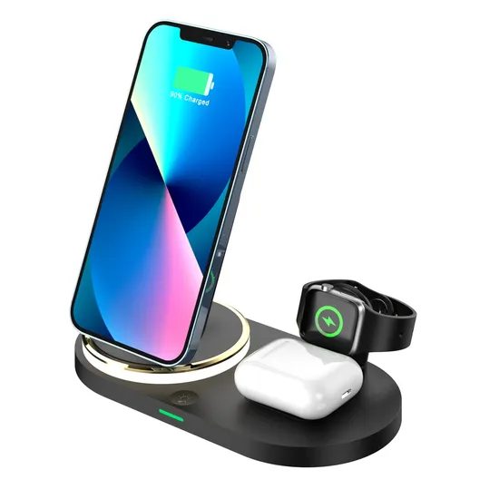 Handyzubehör Qi Fast 15W 3 in 1 faltbares kabelloses Ladegerät Ständer Handy-Ladegerät kabellos