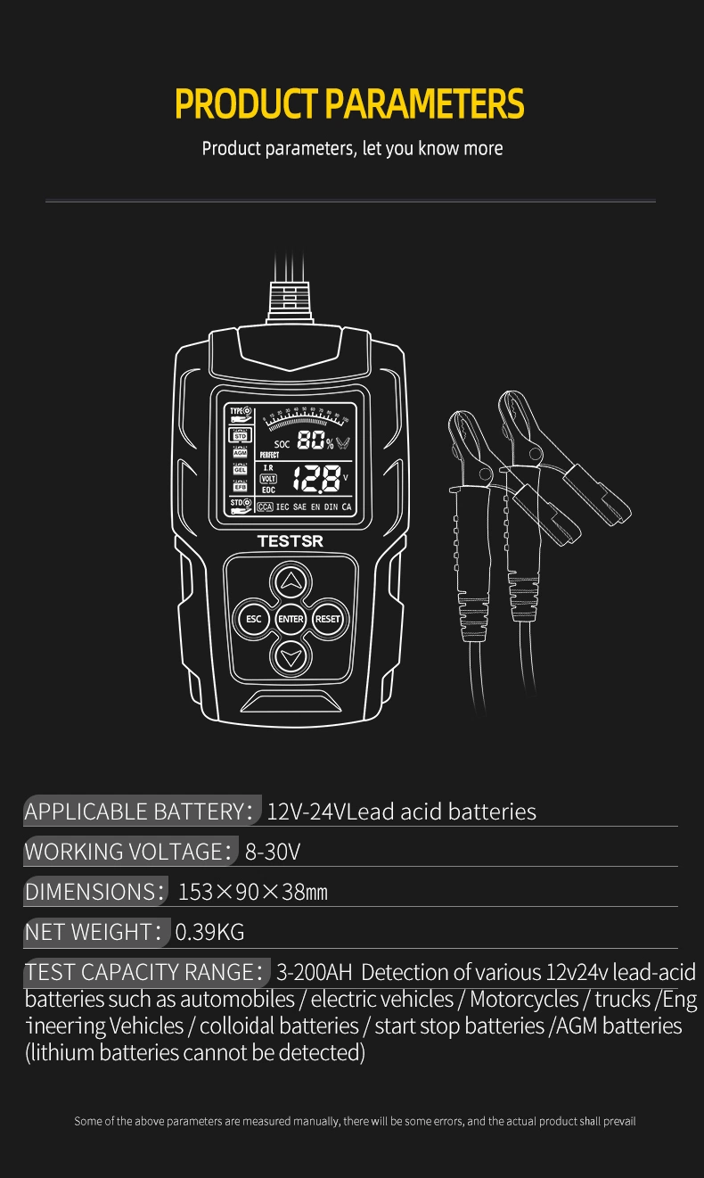 Hot Sale 12V 24V Car Battery Tester Car Diagnostic Tools Automotive Truck Car Battery Tester Analyzer