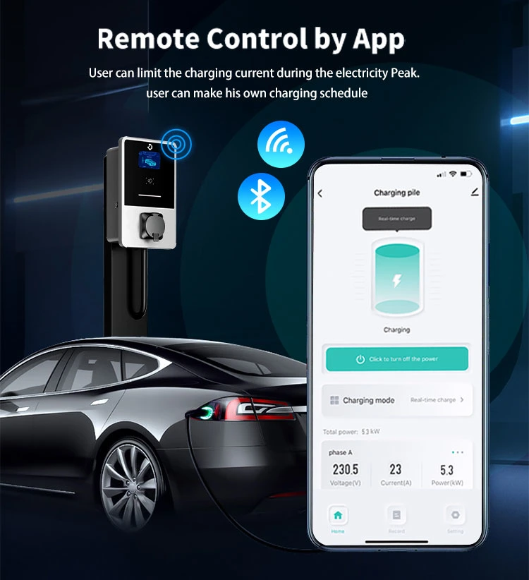 7kw Wallbox Charger Untethered for UK and France Electric Vehicle Charging Station